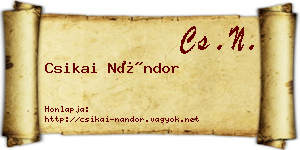 Csikai Nándor névjegykártya